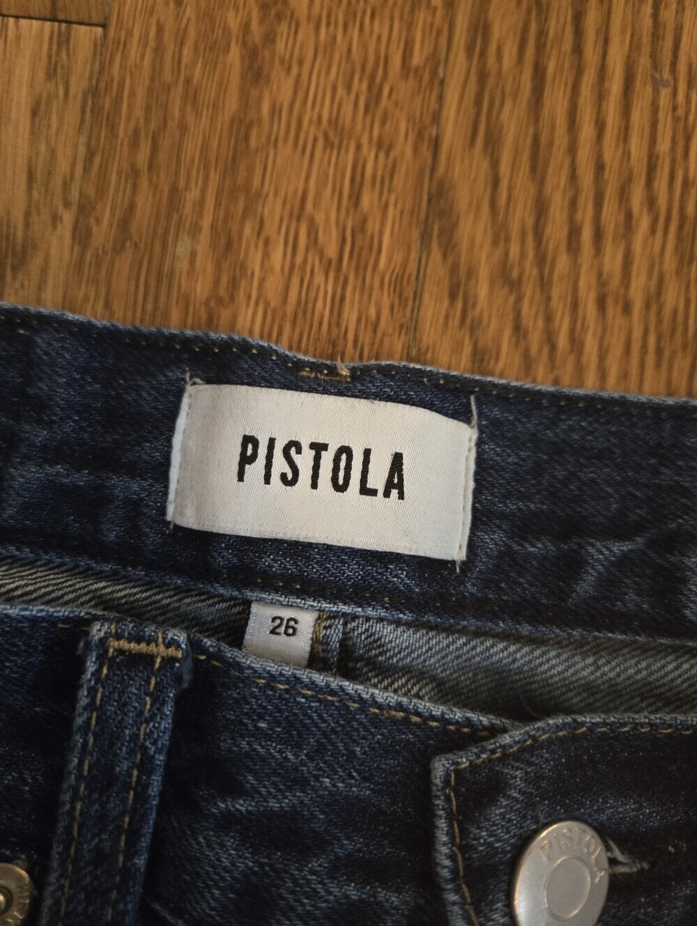 Pistola Cassie High Rise Straight Leg Cropped Distressed Jeans 26 Dark Wash - Picture 11 of 13
